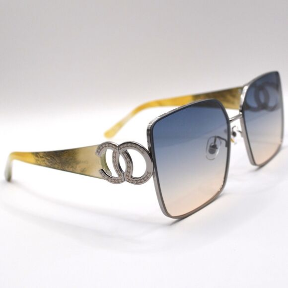 Chanel Women’s Square Sunglasses Blue Gradient Silver Metal 50-20-151 main image 7